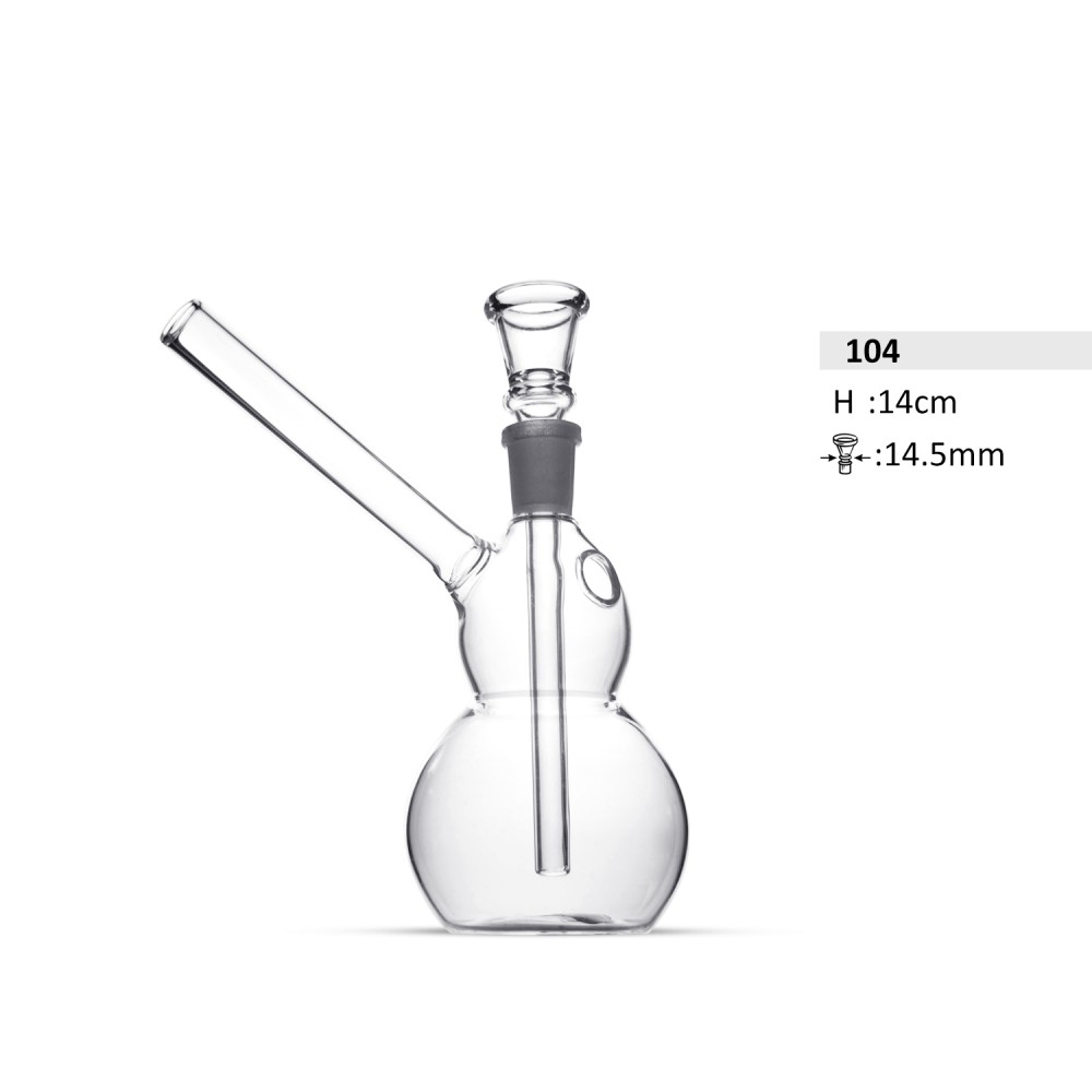 Glasbong | Pfeife mit seitlicher Doppelkugelmündung | H: 14cm