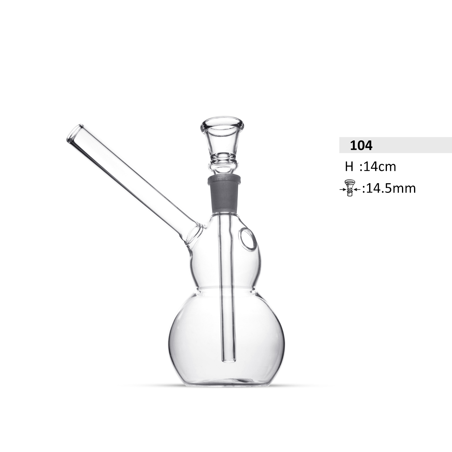 Glasbong | Pfeife mit seitlicher Doppelkugelmündung | H: 14cm