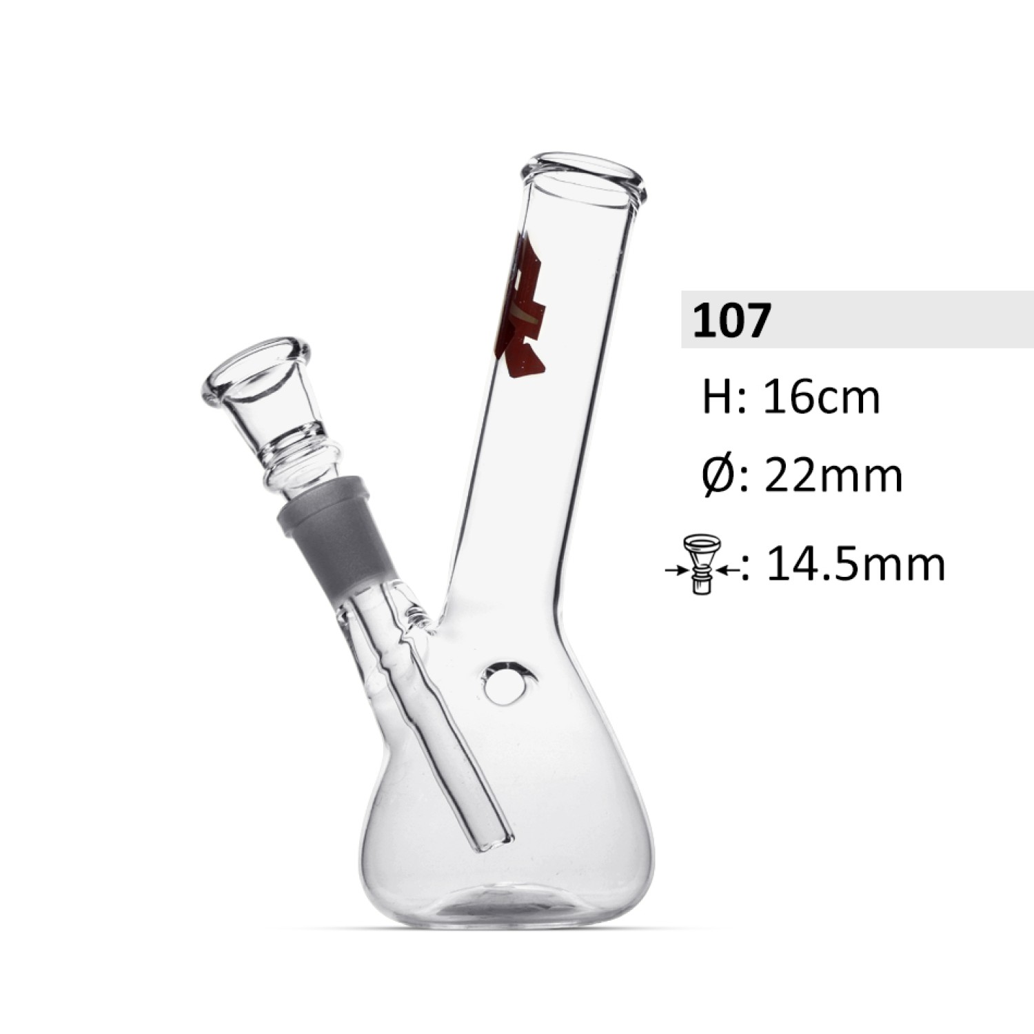 Apotheke Glasbong | Höhe: 16 cm, Ø: 22 mm, Schliff: 14,5 mm