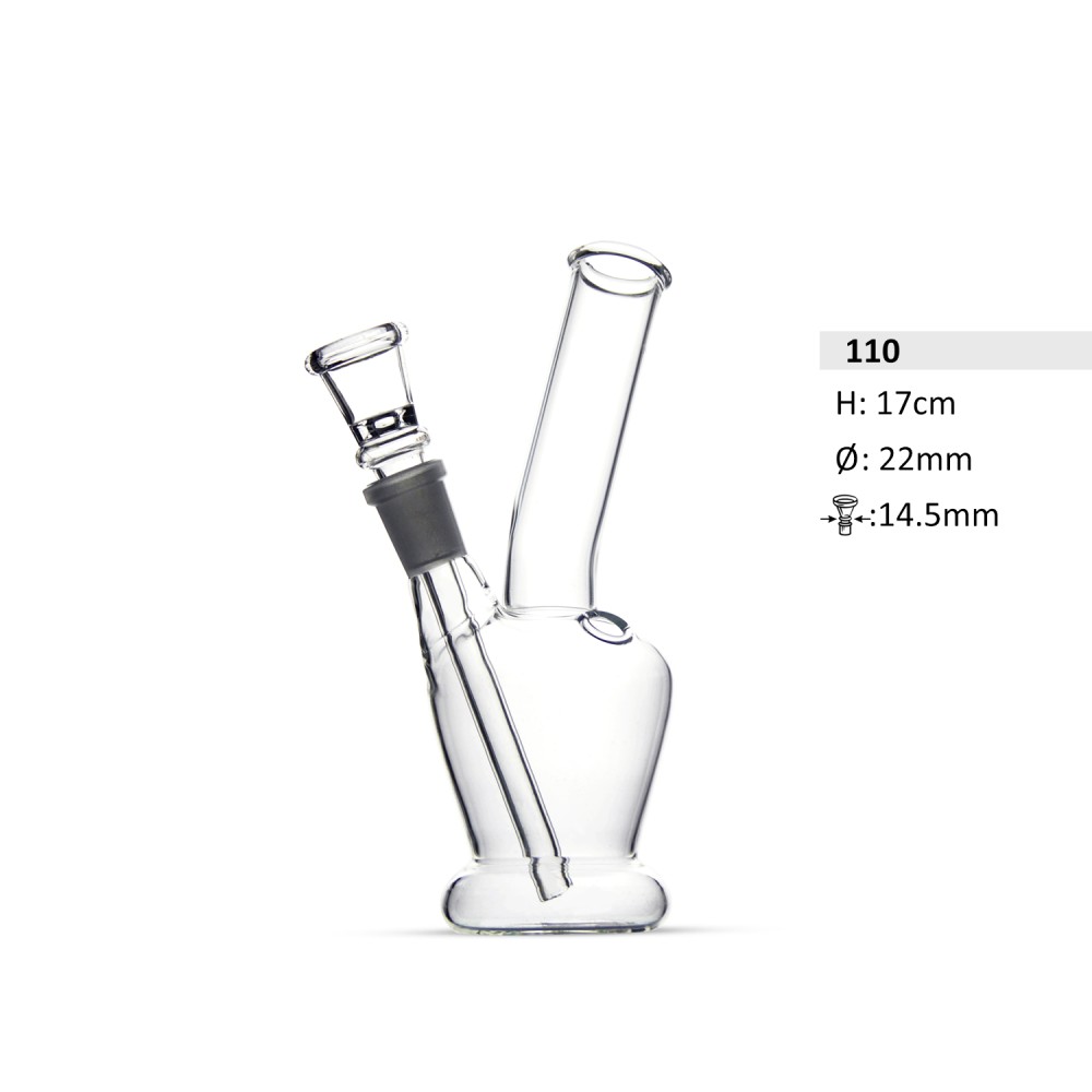 Glasbong | Geschwungenes Design | H:17cm. Sockel: 14,5 mm, Ø: 22 mm