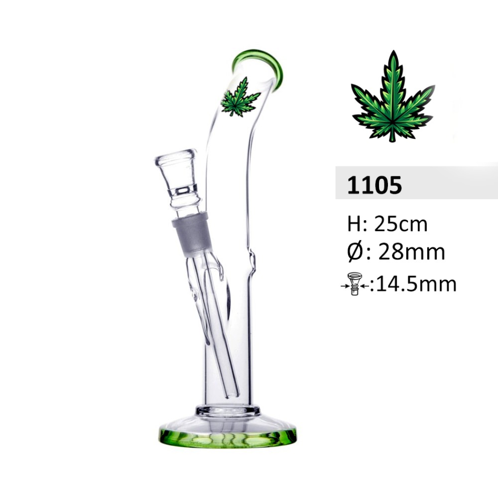 Glas Bong Zylin.28mm 25cm.14,5mm green lineon base