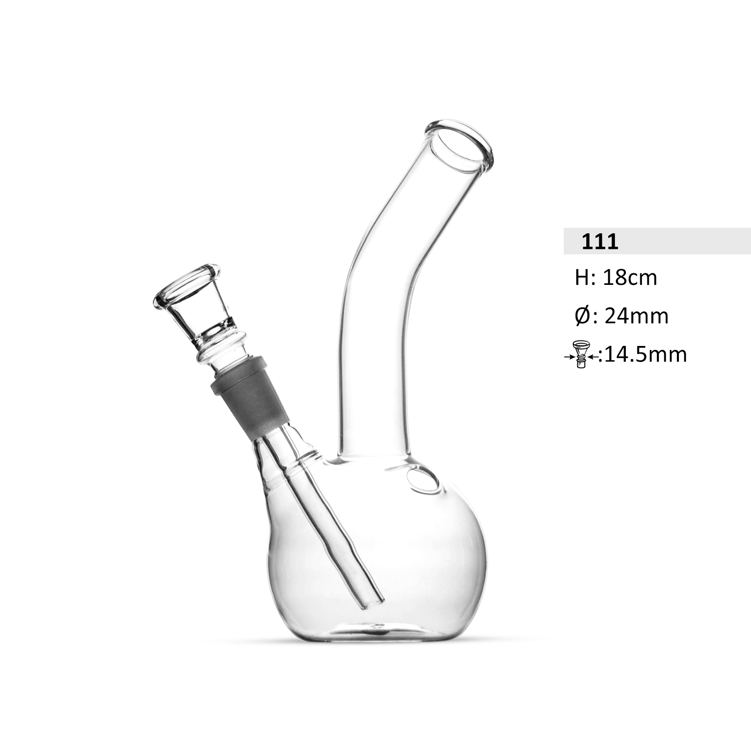 Glass Bong mit gebogenem Mundstück | H: 18cm Sockel: 14,5mm Ø: 24mm