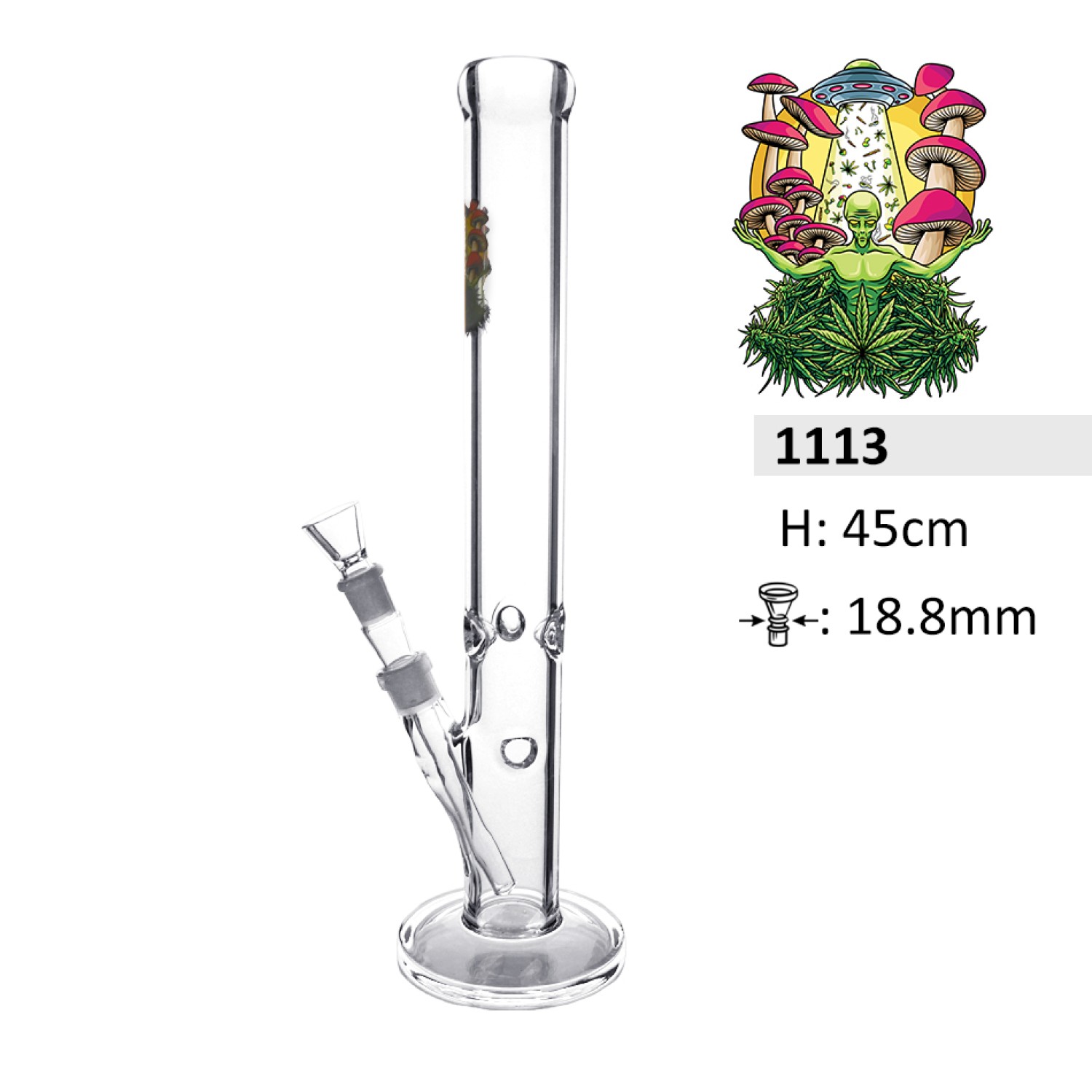 Glass Bong Zylinder Mushroom mit Eis | Hoch: 45cm Schliff:: 18.8mm, 7mm