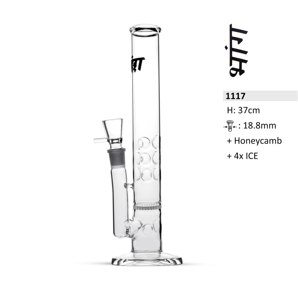 32cm Zylinder Glas bong Bhang mit honeycamb seite chillum 18,8 4x Eis