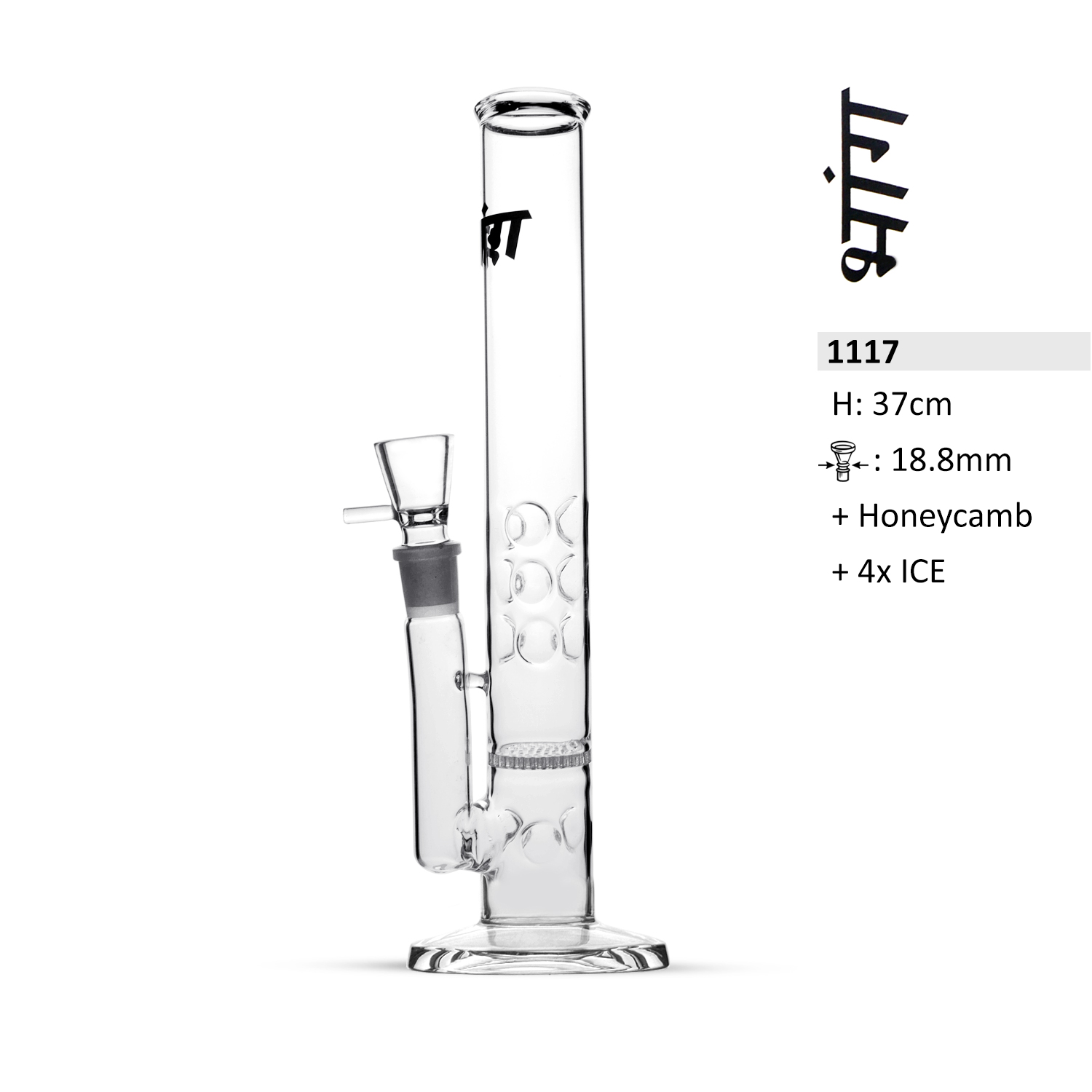 32cm Zylinder Glas bong Bhang mit honeycamb seite chillum 18,8 4x Eis