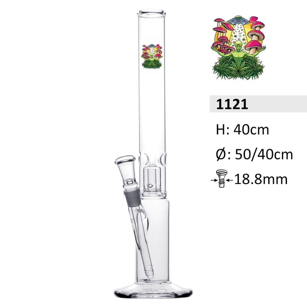 Glasbong Zylinder mit Eis und Perkolator | Höhe: 40 cm, Ø: 50/40 mm, Schliff: 18,8mm