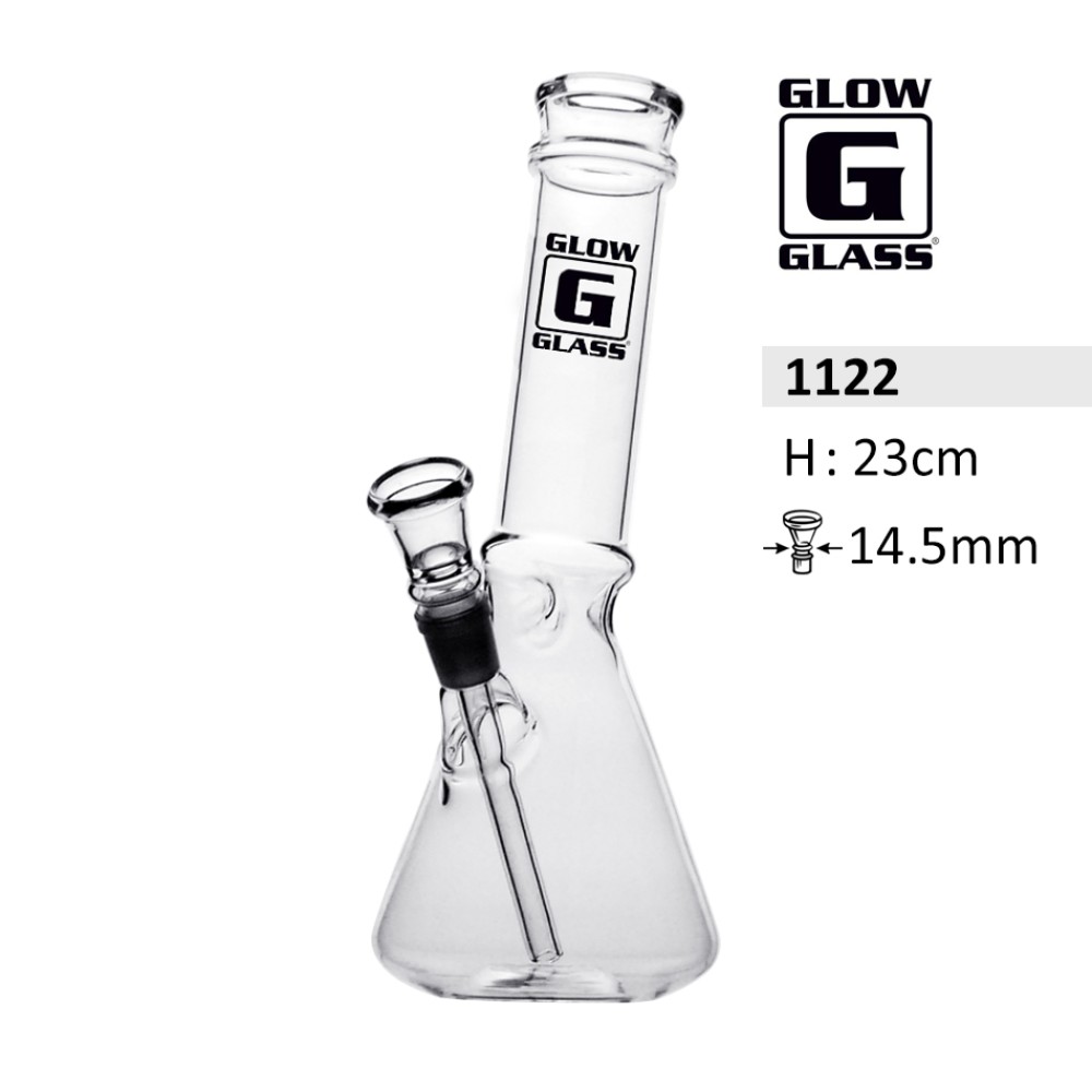 Beaker Glasbong mit Eis und 2 Ringen | Höhe: 23cm, Schliff: 14,5mm