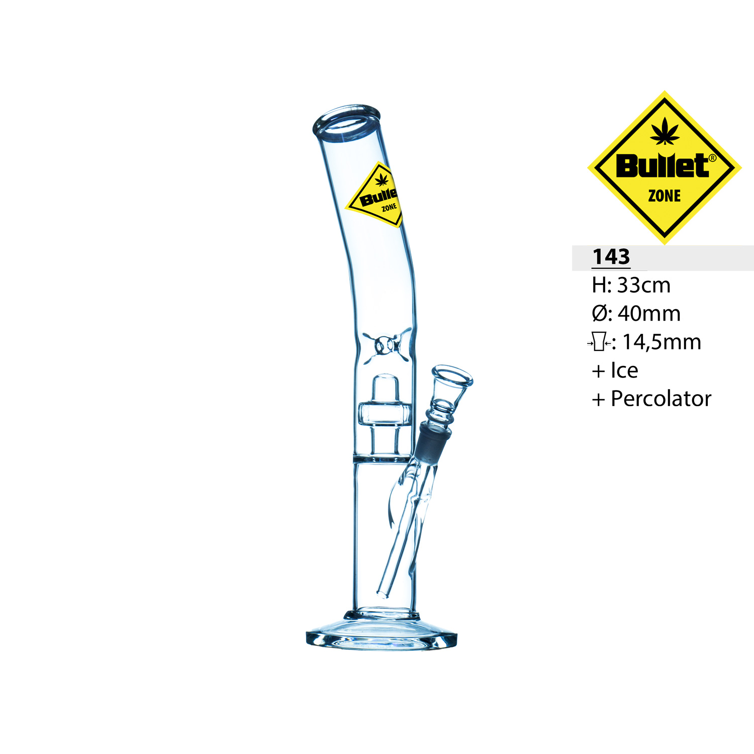 BulletZone Glasbong | Prime 4 | H:33cm, Ø:40mm, Schli.:14,5mm