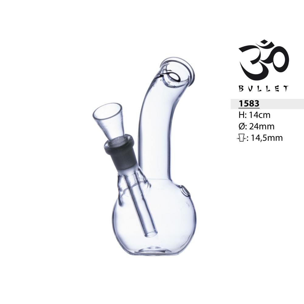 OM Bullet Glas Pfeife gebogene mit Kugel 