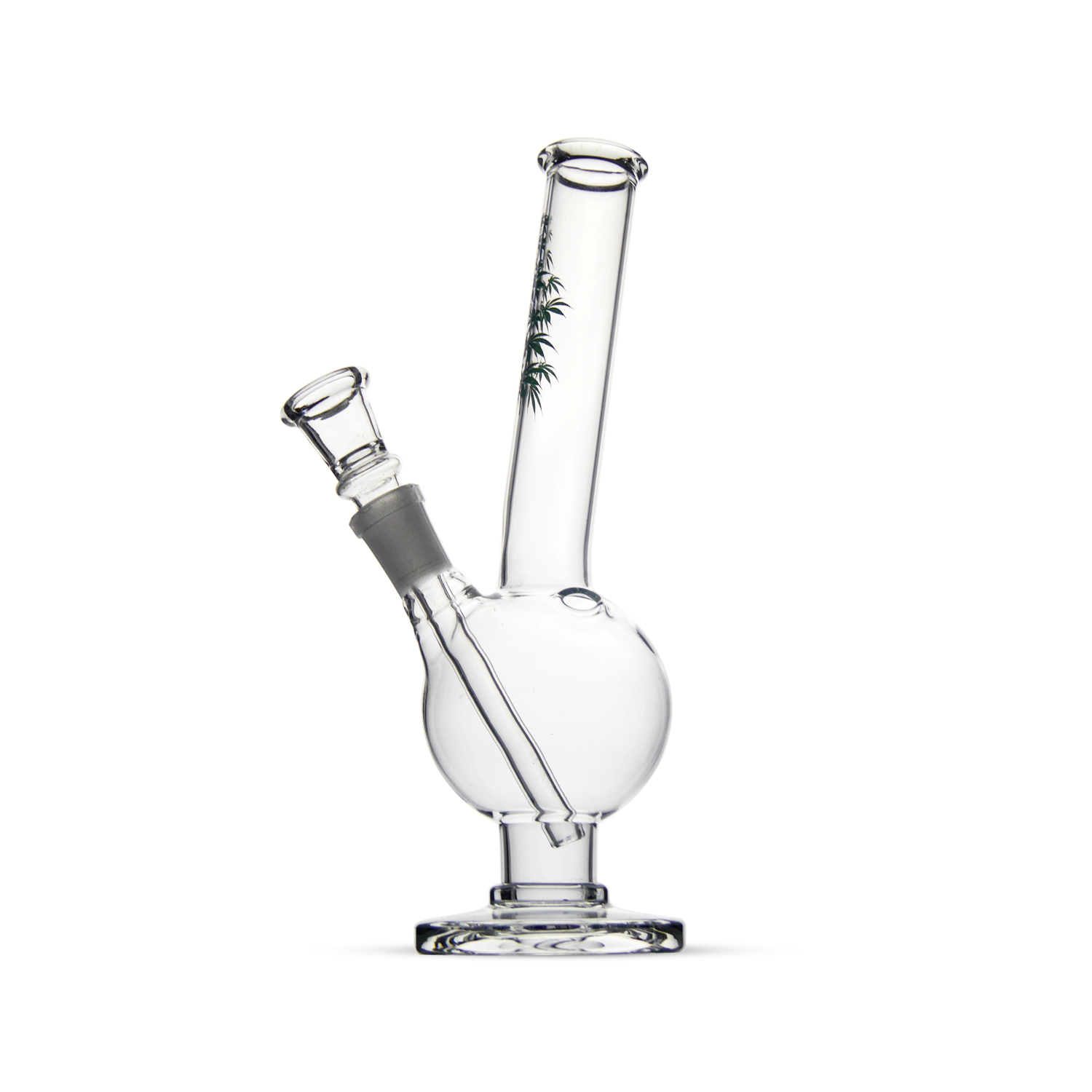 Glas bong Leaf | Gebogen mit Sockel | H: 21 cm Sockel: 14,5 mm Ø: 22 mm Glas bong Leaf | Gebogen mit Sockel | H: 21 cm Sockel: 14,5 mm Ø: 22 mm