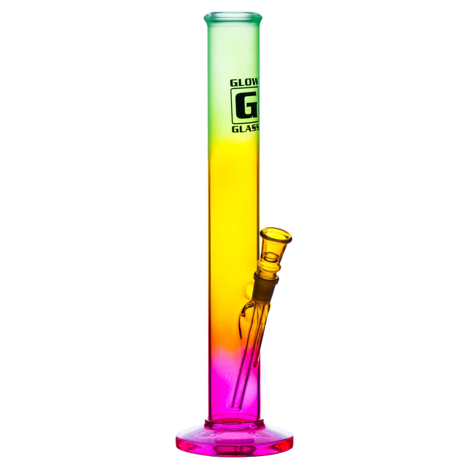 Zylinderbong | GlowGlas Reggae | Ø:40mm H:35cm Chillum 14,5mm Schliff 