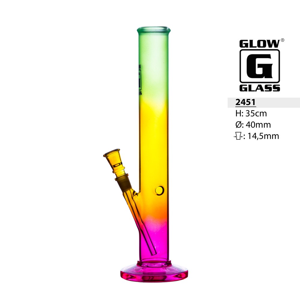 Zylinderbong | GlowGlas Reggae | Ø:40mm H:35cm Chillum 14,5mm Schliff 