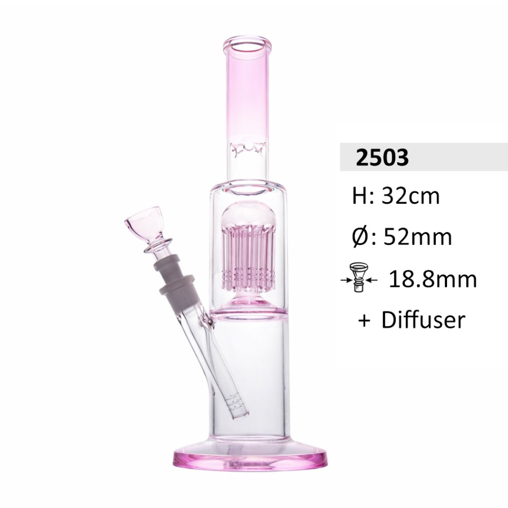 Glasbong mit Perkolator und Diffusor | H: 32cm  Ø: 52mm Schliff: 18.8mm