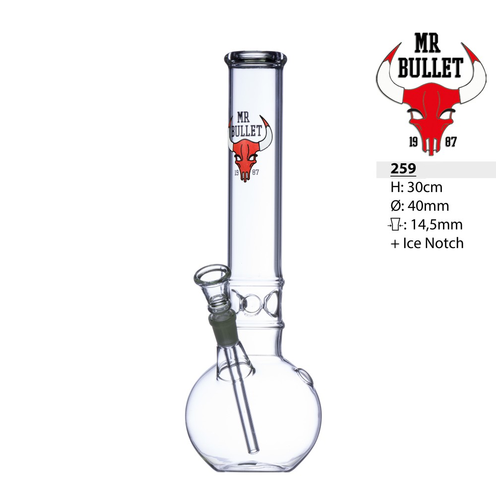  Mr. Bullet Glasbong mit Eis | Sockel: 14,5 mm, H: 30 cm, Ø: 40 mm