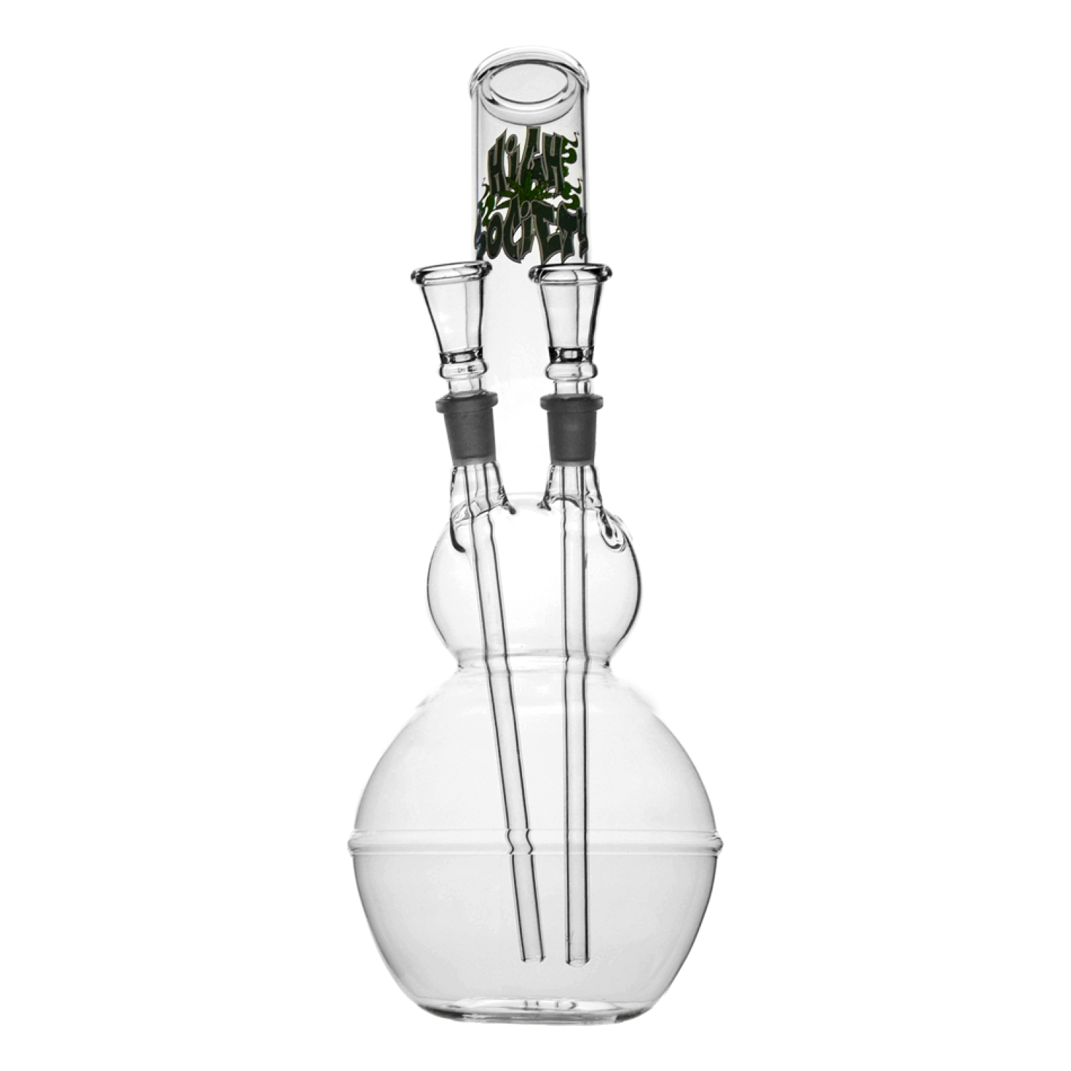 Glasbong mit doppel Chillum | H: 36cm, Ø: 45mm, Schliff: 14.5mm
