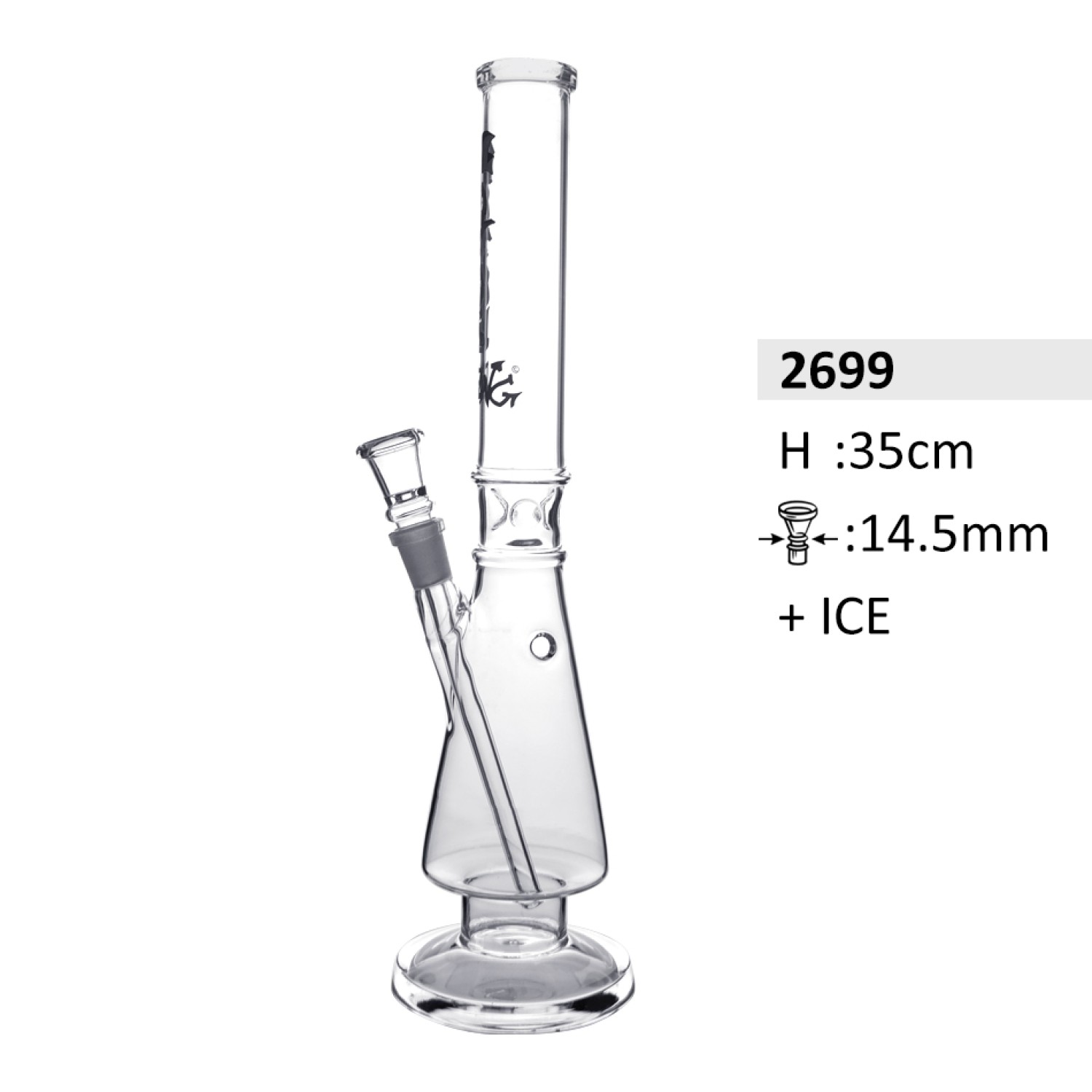 Glas-Motorbong mit Eis | H: 35cm, Schliff: 14,5mm