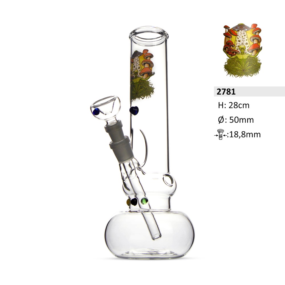 Glas Bong Logo Pilse und Alien Do. Kugel auf den bong 5 Perlen| H: 28cm  Ø: 50mm, Schliff: 18,8mm