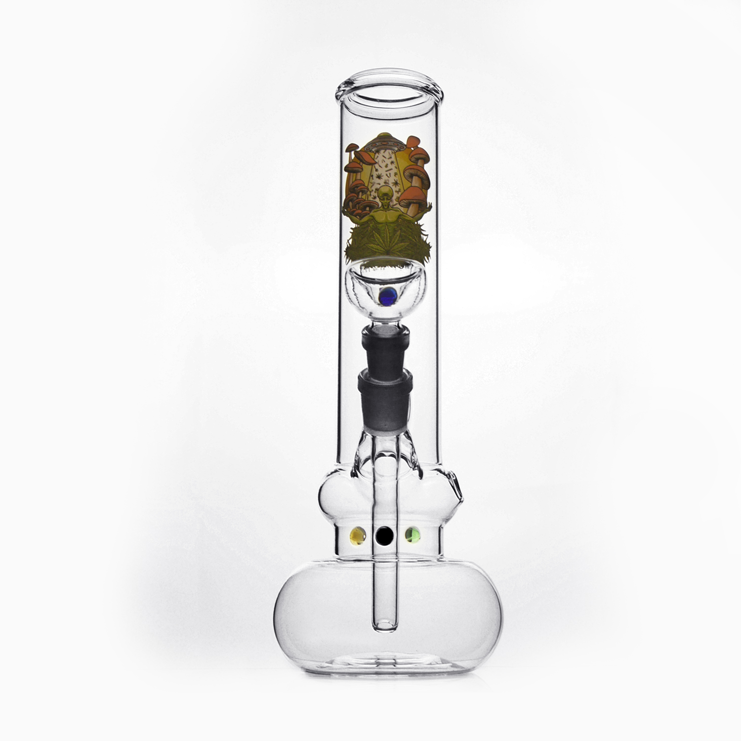Glas Bong Logo Pilse und Alien Do. Kugel auf den bong 5 Perlen| H: 28cm  Ø: 50mm, Schliff: 18,8mm