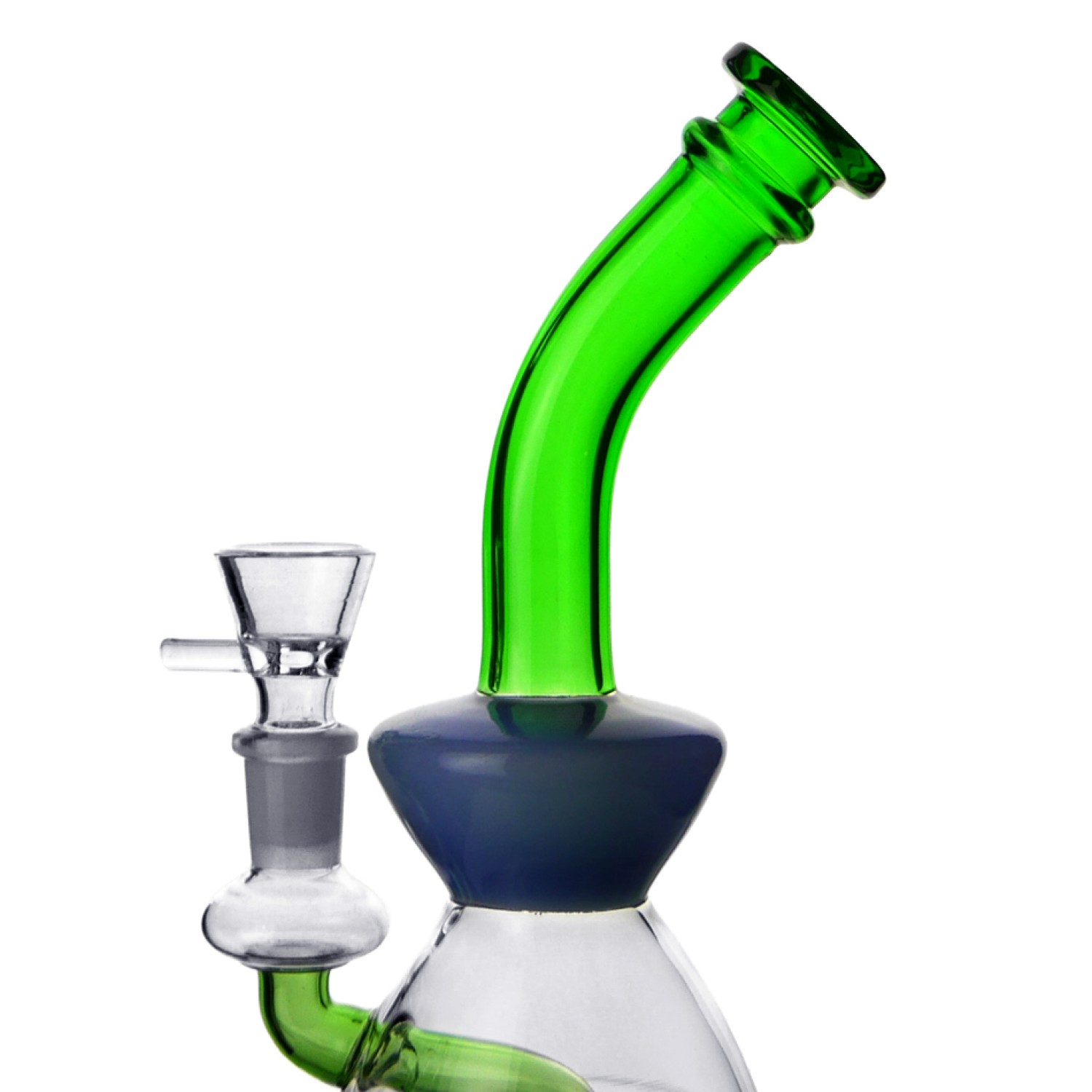 Glasbong mit Diffusor | Farbe Blau/Grün | Hoch : 24cm,  Ø: 25/50mm, Schliff: 14,5mm