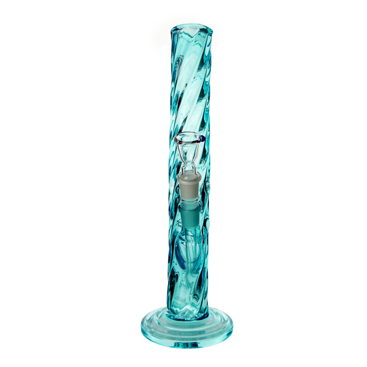 Schwere, Twisted Glasbong mit Eis, blau transparent | Höhe: ca. 38 cm, Ø: 50 mm, Schliff: 18,8 mm