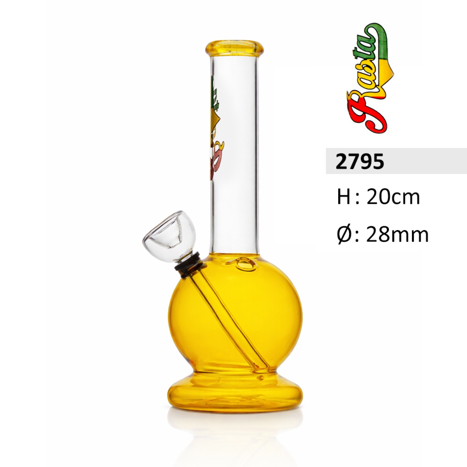 Glasbong  | Kleine, Amber Farbe | Höhe: 20 cm, Ø: 28 mm