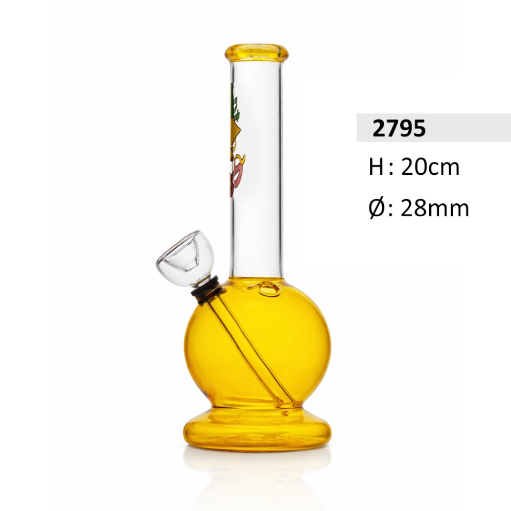 Glasbong  | Kleine, Amber Farbe | Höhe: 20 cm, Ø: 28 mm