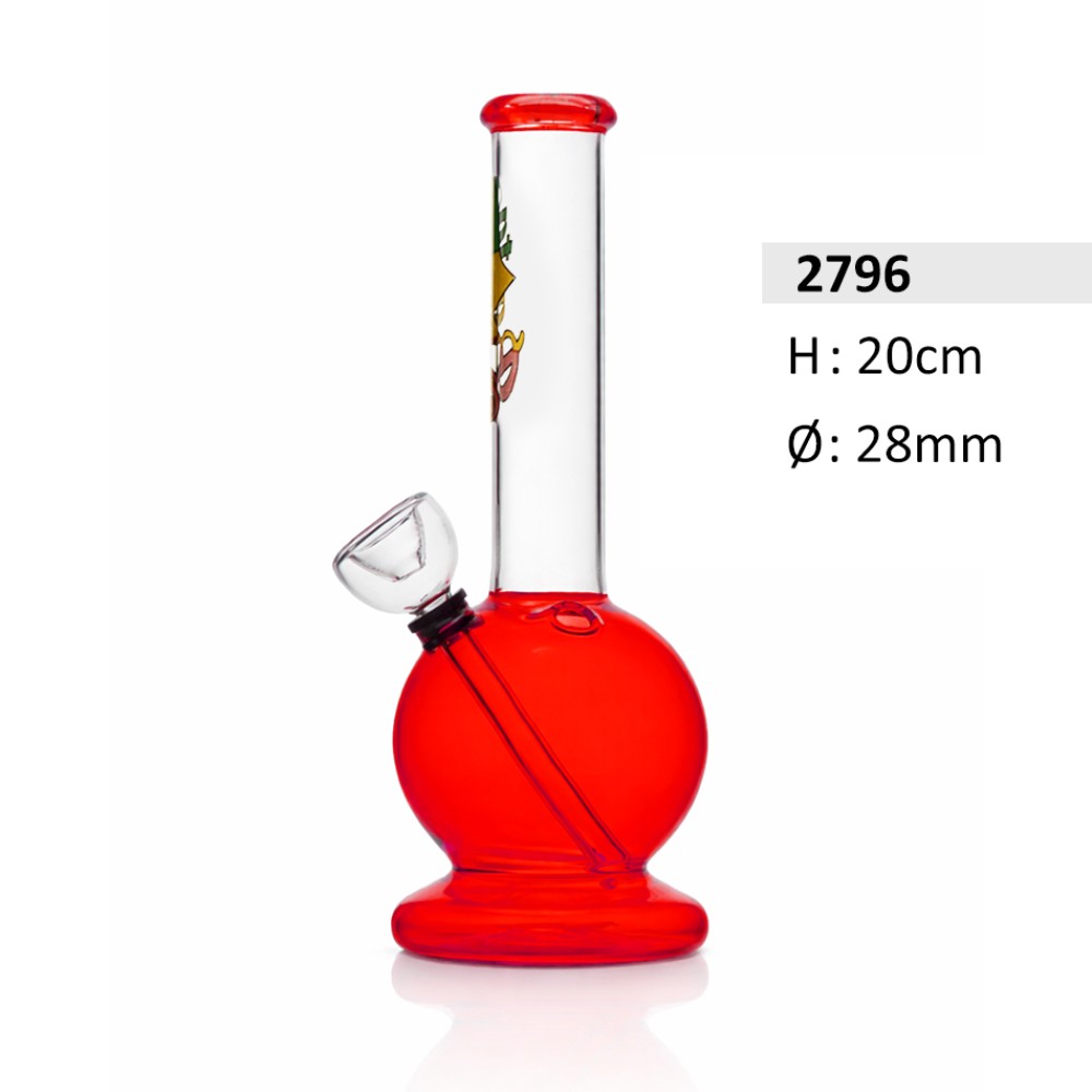 Glasbong  | Kleine, Rot Farbe | Höhe: 20 cm, Ø: 28 mm
