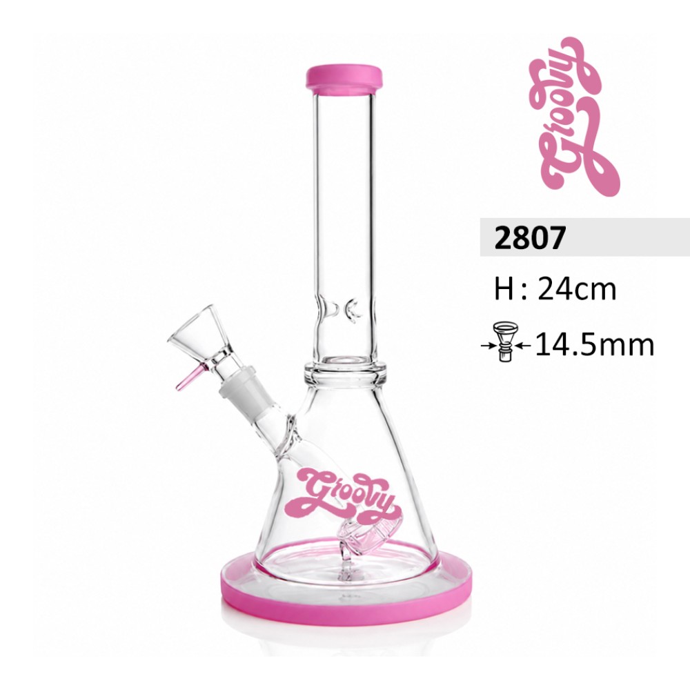 Glasbong Groovy Diffusor Chillum und Eis | Konisch Form | Höhe: 24 cm, Schliff: 14,5 mm