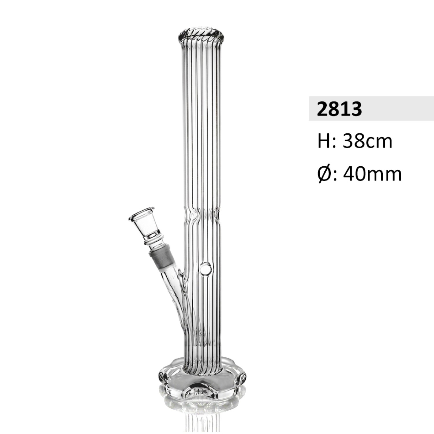 Glasbong mit Eis und Blumenfuß | Höhe: 38 cm, Ø: 40 mm
