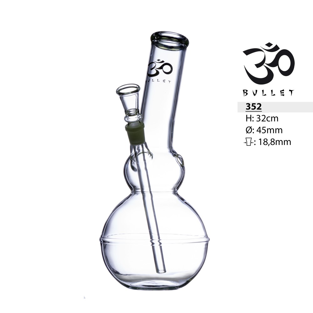  OM Bullet | Glasbong gebogen | Ø: 45 mm H: 32 cm Sockel: 18,8 mm