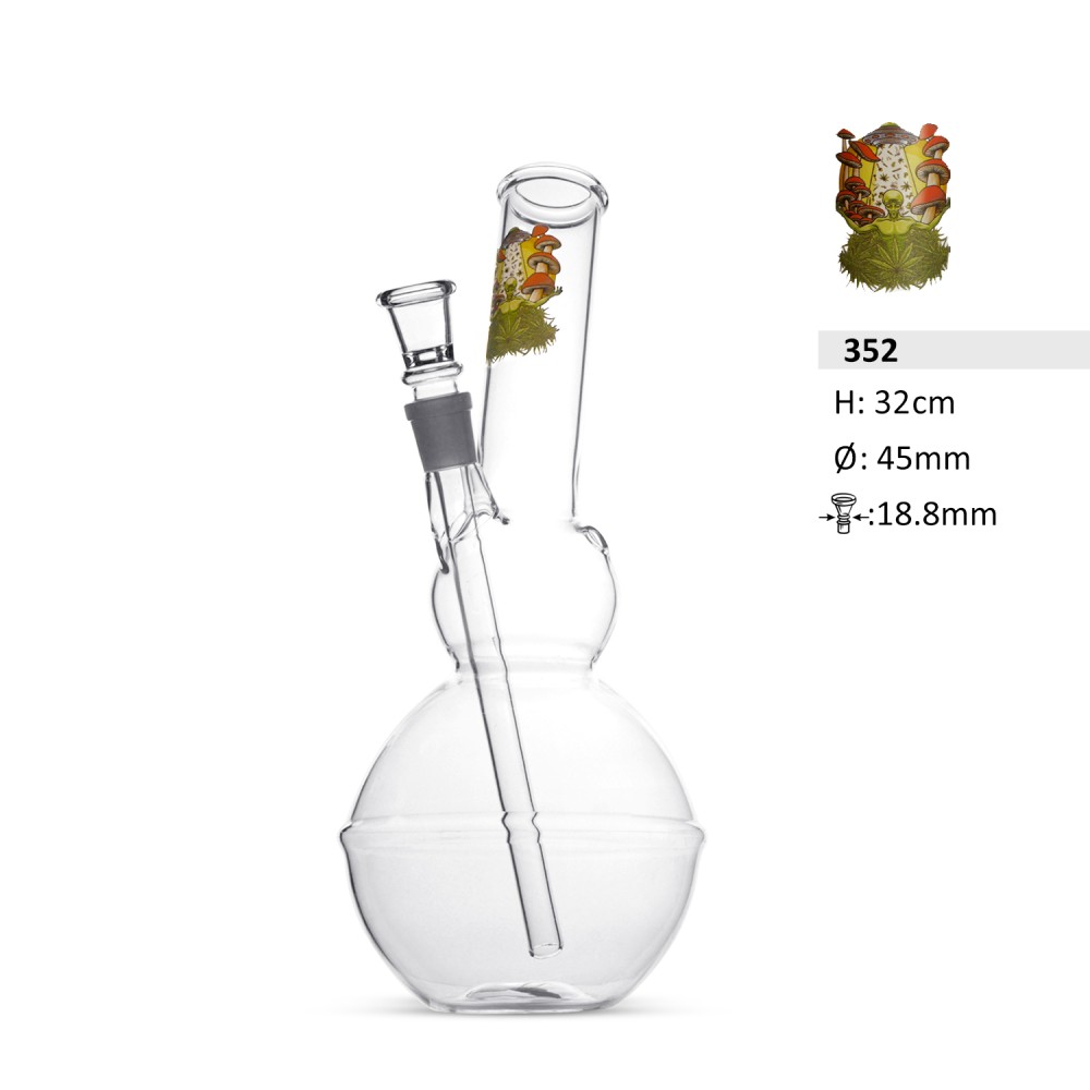 Mushroom  Glasbong gebogen | Ø: 45 mm H: 32 cm Sockel: 18,8 mm