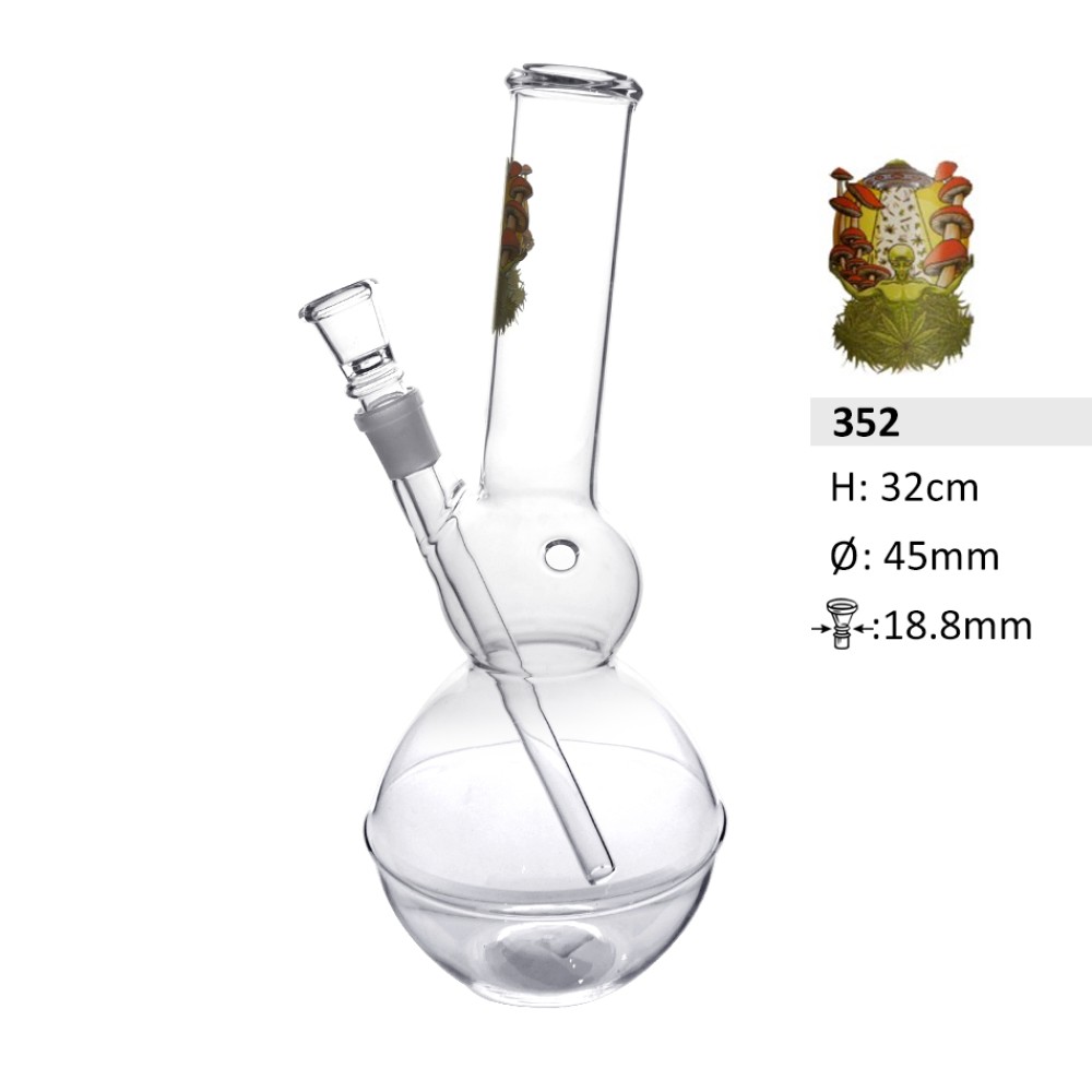  Glasbong gebogen | Ø: 45 mm H: 32 cm Sockel: 18,8 mm