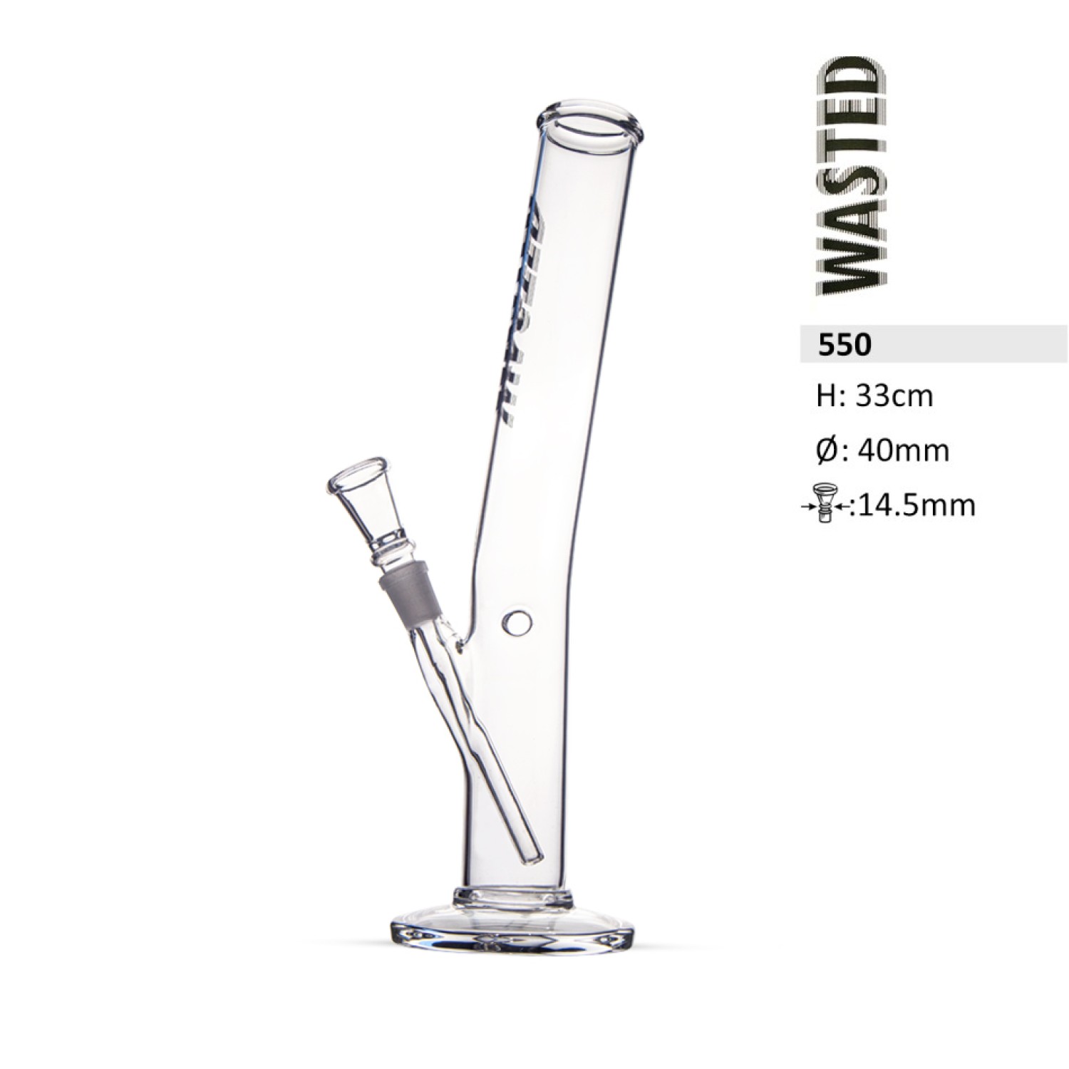 Wasted Glasbong | Zylindrische Form | Ø: 40mm H: 33cm, Schliff: 14,5mm