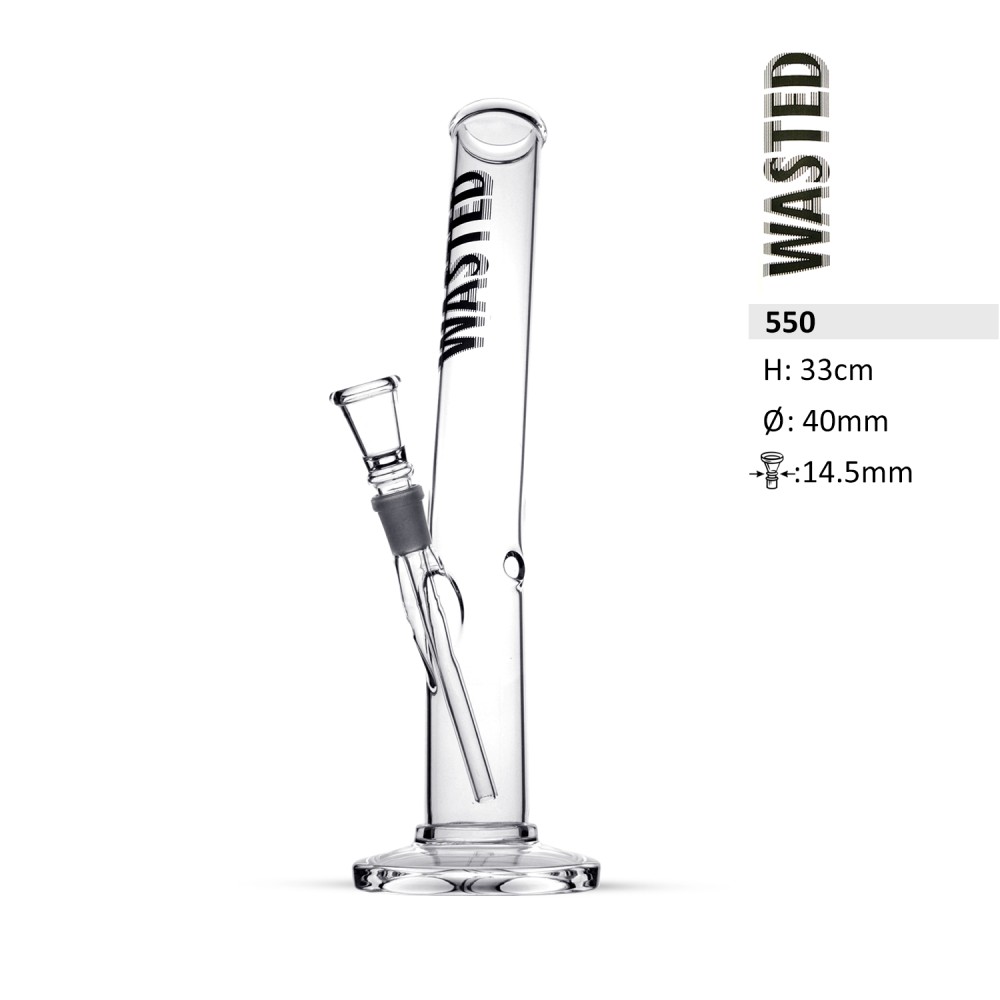 Wasted Glasbong | Zylindrische Form | Ø: 40mm H: 33cm, Fassung: 14,5mm