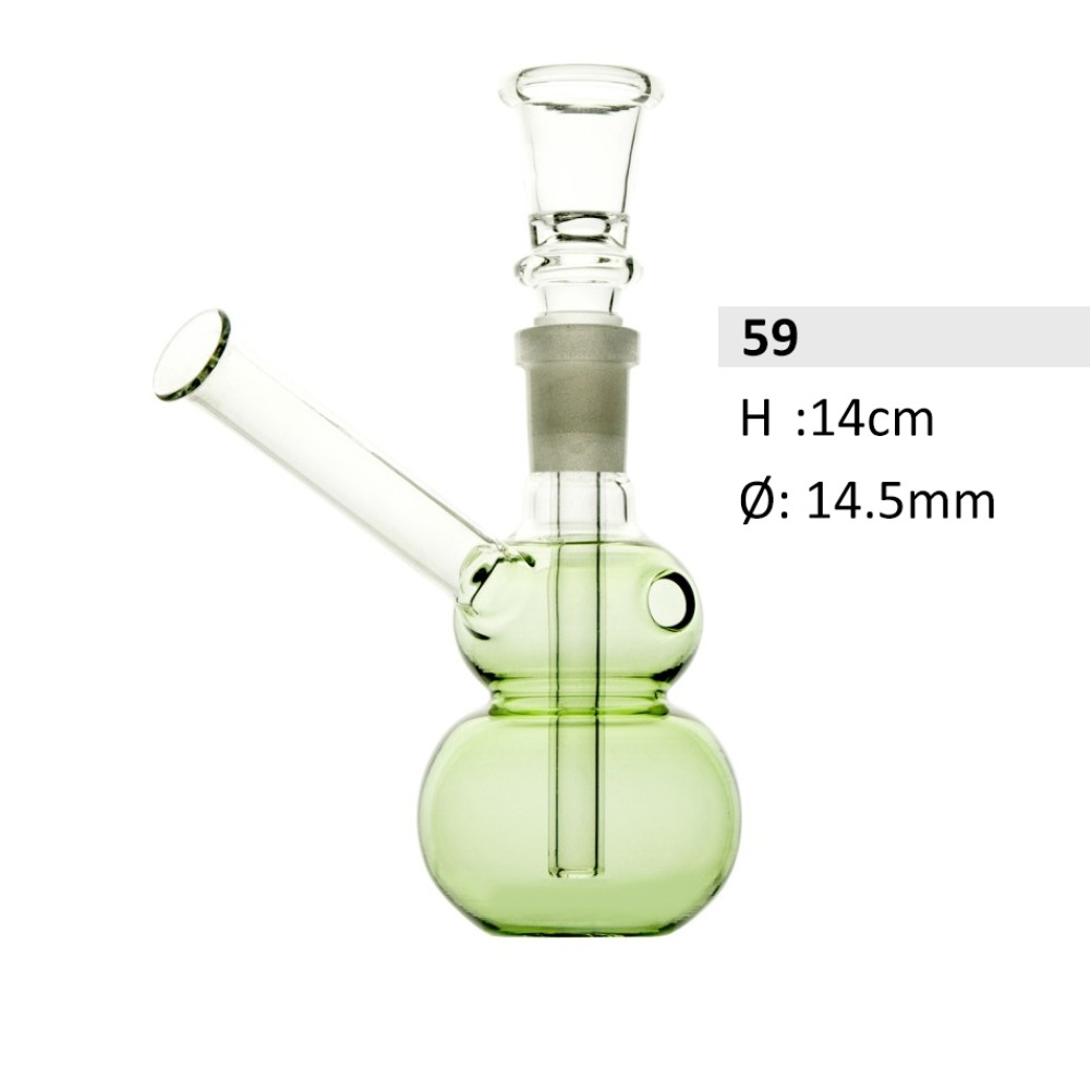 Bullet |Glas-ölbong Seiten Mund Stück Grün | H: 14 cm, Schliff: 14.5 mm