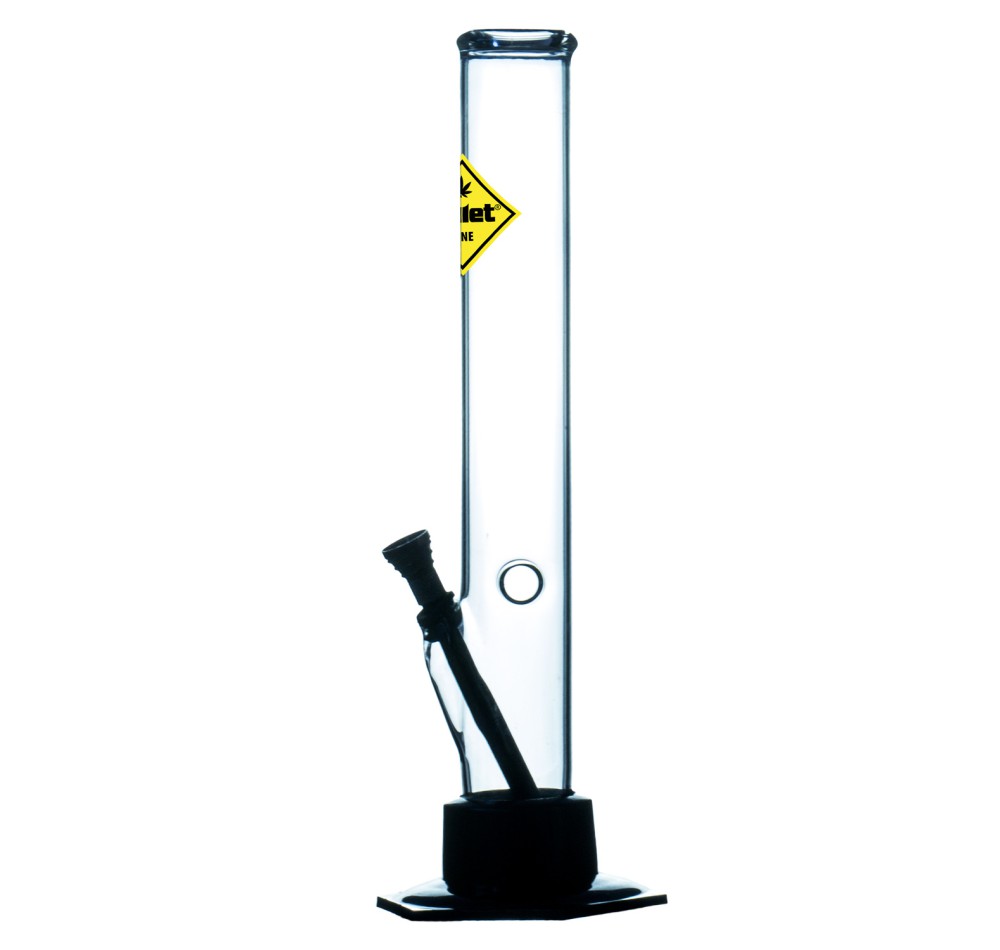 Glas Bong, Zyl. Plastikfuß H.33cm Scl.14,5mm Ø=40mm