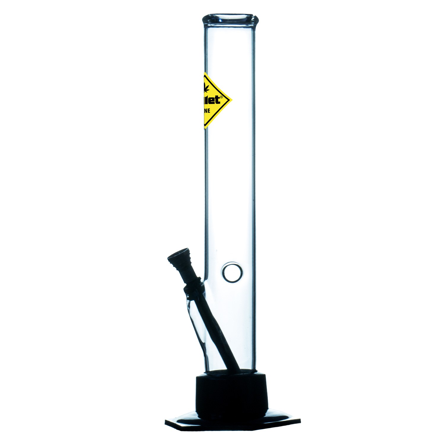 Glas Bong, Zyl. Plastikfuß H.33cm Scl.14,5mm Ø=40mm