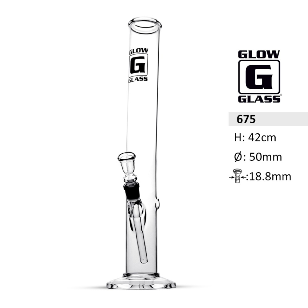 Glow Glasbong | Zylindrische Form | H: 42 cm Sockel: 18,8 mm Ø: 50 mm