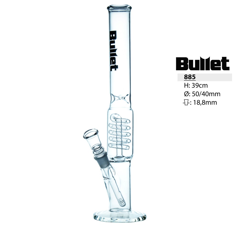 Bullet Glass Zylinder 50/40mm + Perculator,Eis, 18,8mm Schlif., 39cm hoch