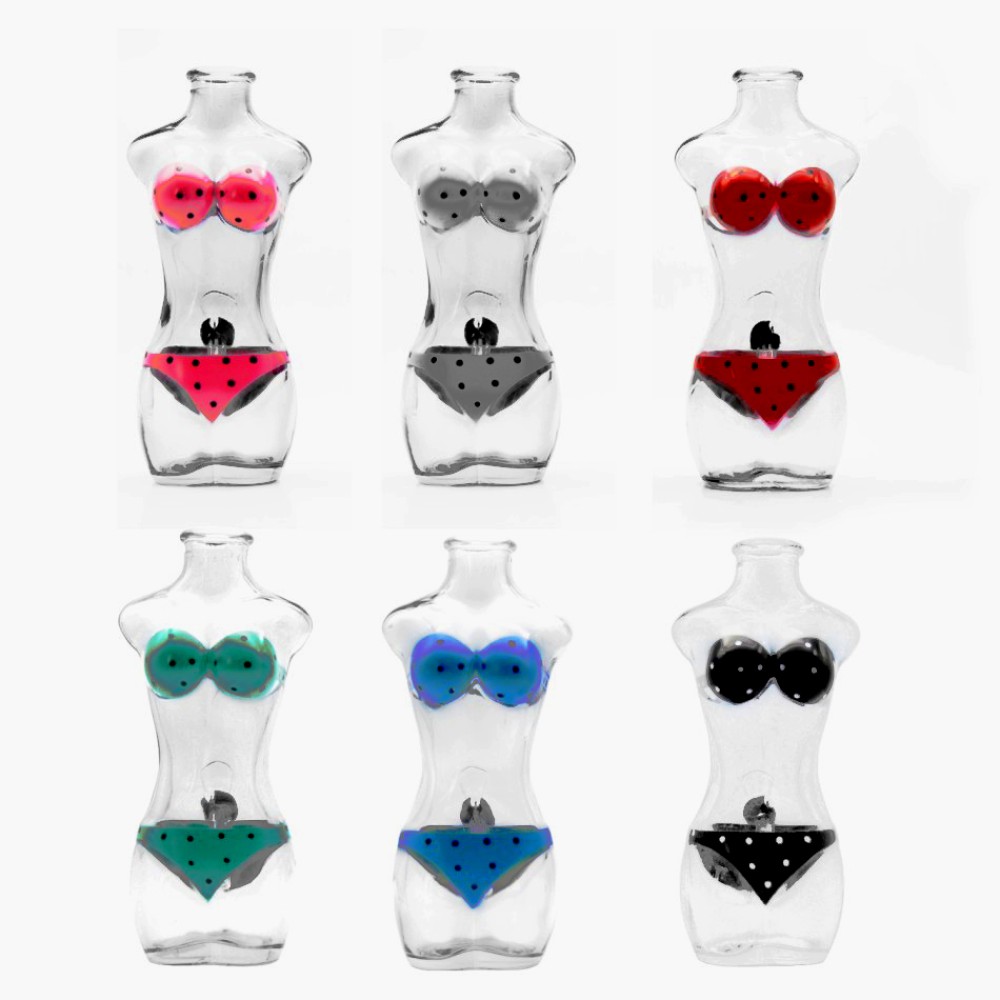 Glas bong mit Zusatz für Oil Adapter Lady Form in 6 Farbe Sortiert H: 16cm 