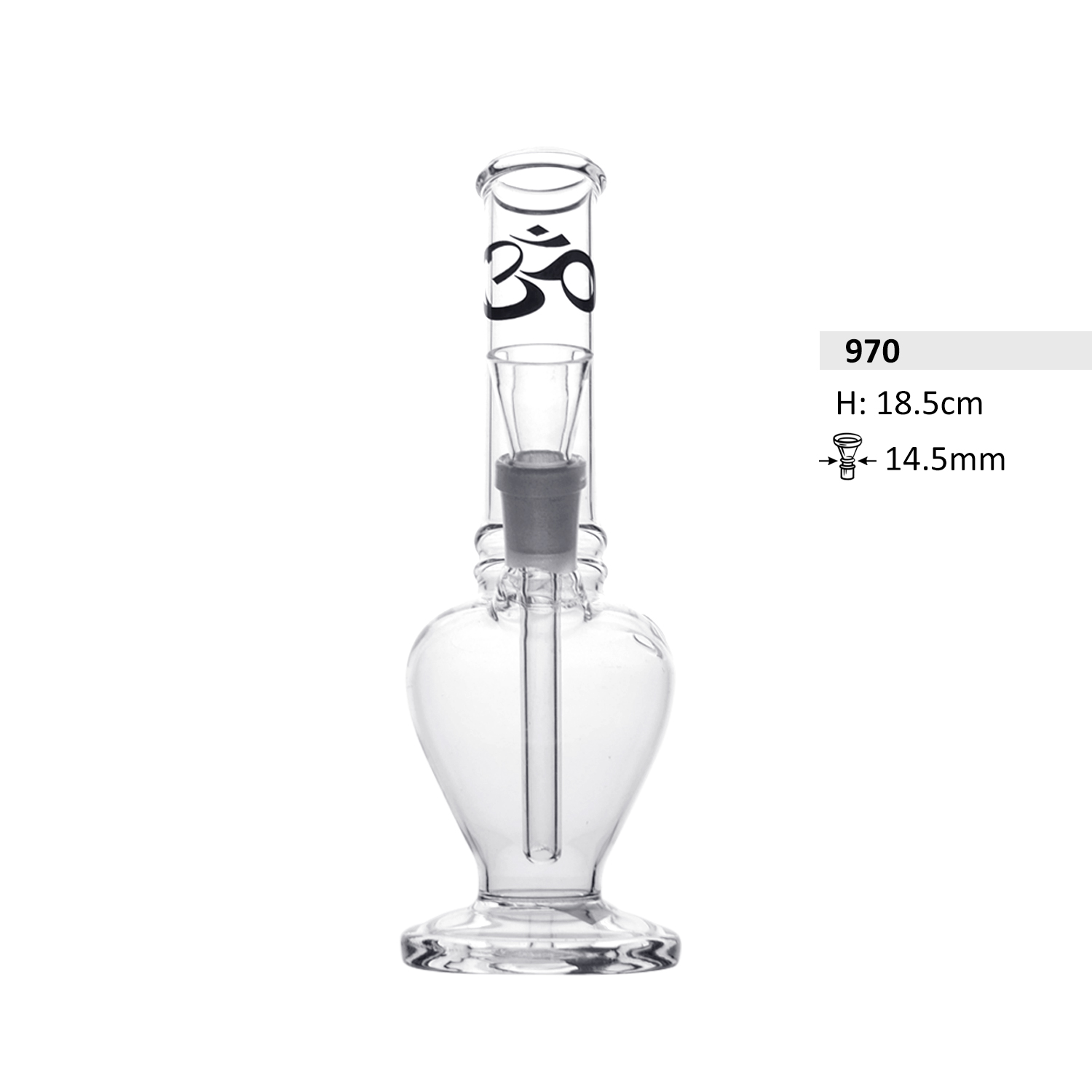 OM Bullet Glas Bong 18,5cm hoch,  2ringe 14,5mm