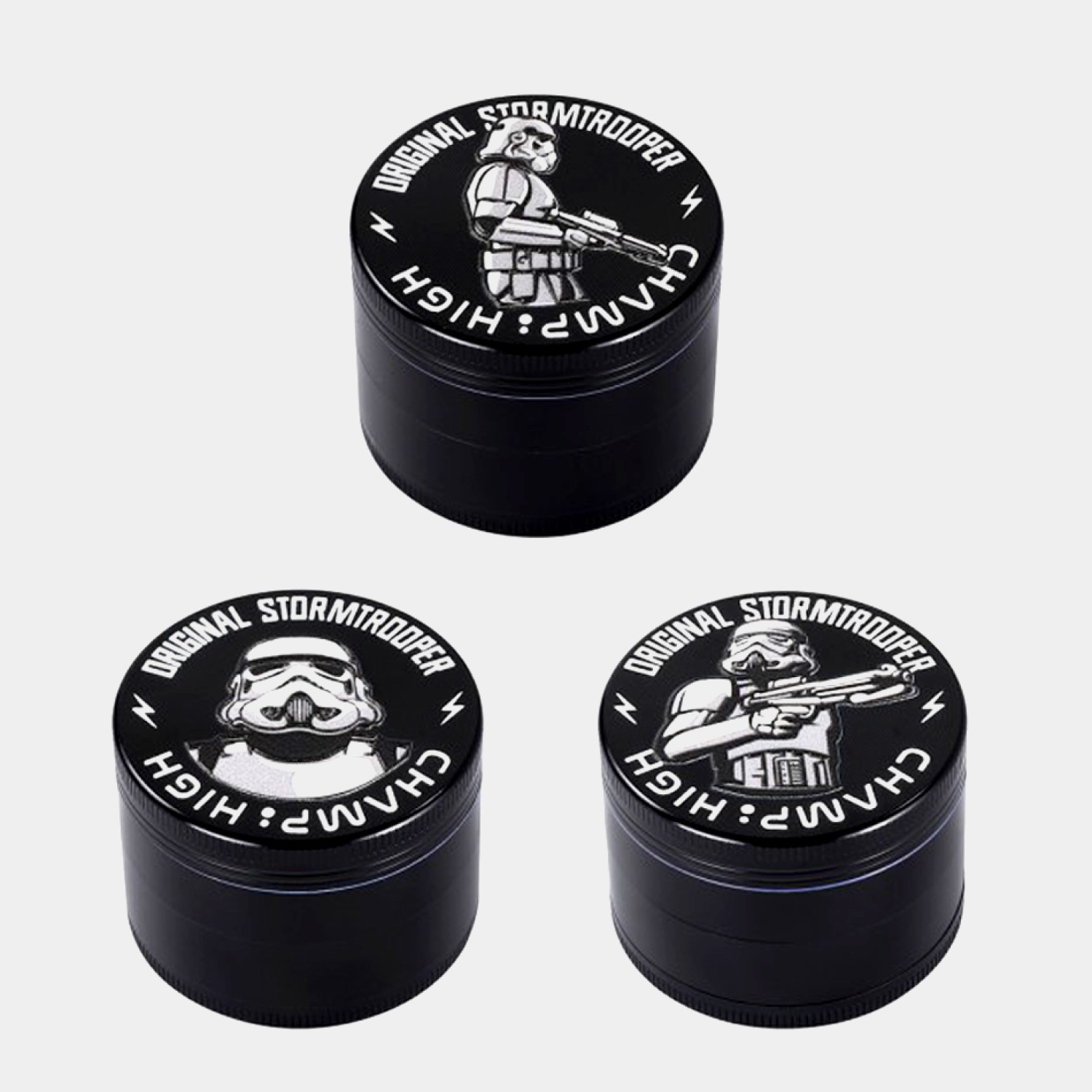 Metall-Grinder ''STORMTROOPER 3D'' (ca. ⌀ 35x50mm / 4-teilig) 12er-Pack