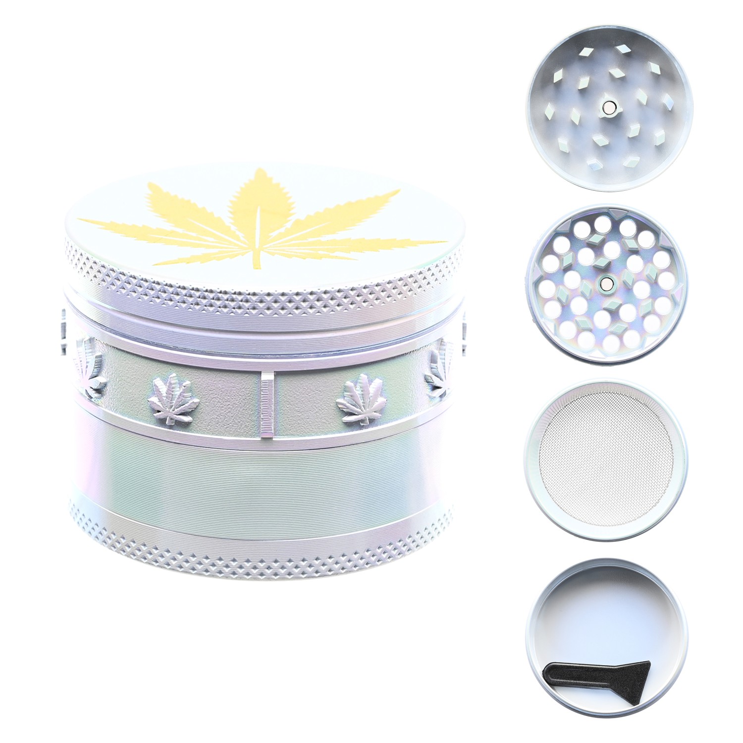 ﻿Atomic Metal Grinder | Mother of Pearl Leaf Design | ø45mm, 4 Teil, VE-6 