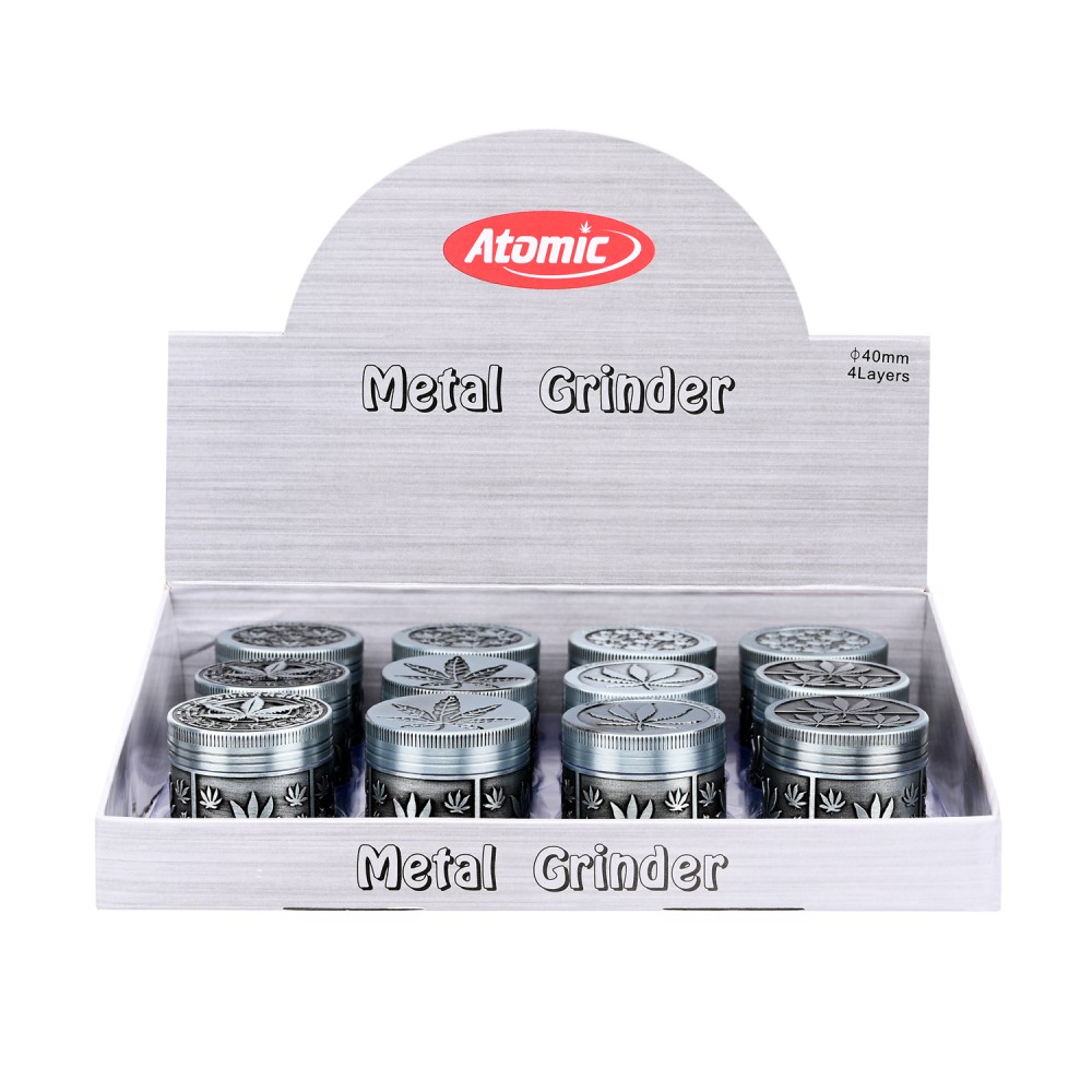 Atomic Metal Grinder | Antikem Blattdesign | ø40mm, 4 Teile, VE - 12