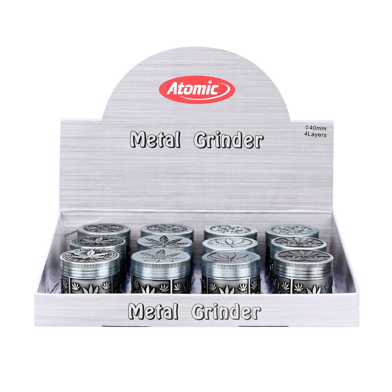 Atomic Metal Grinder | Antikem Blattdesign | ø40mm, 4 Teile, VE - 12