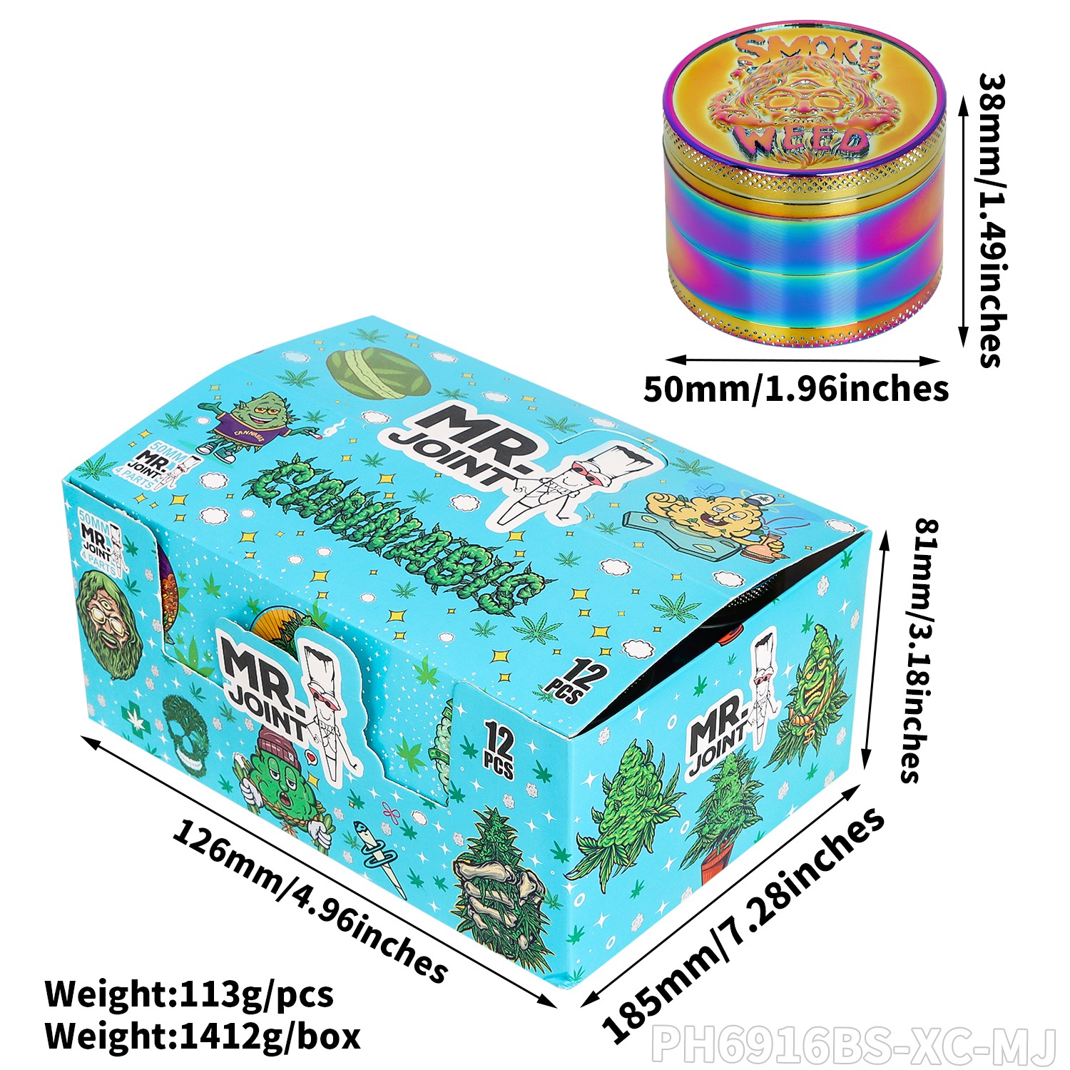 Metal Grinder "Mr. Joint" (⌀50 mm / 4-teilers) VE-12