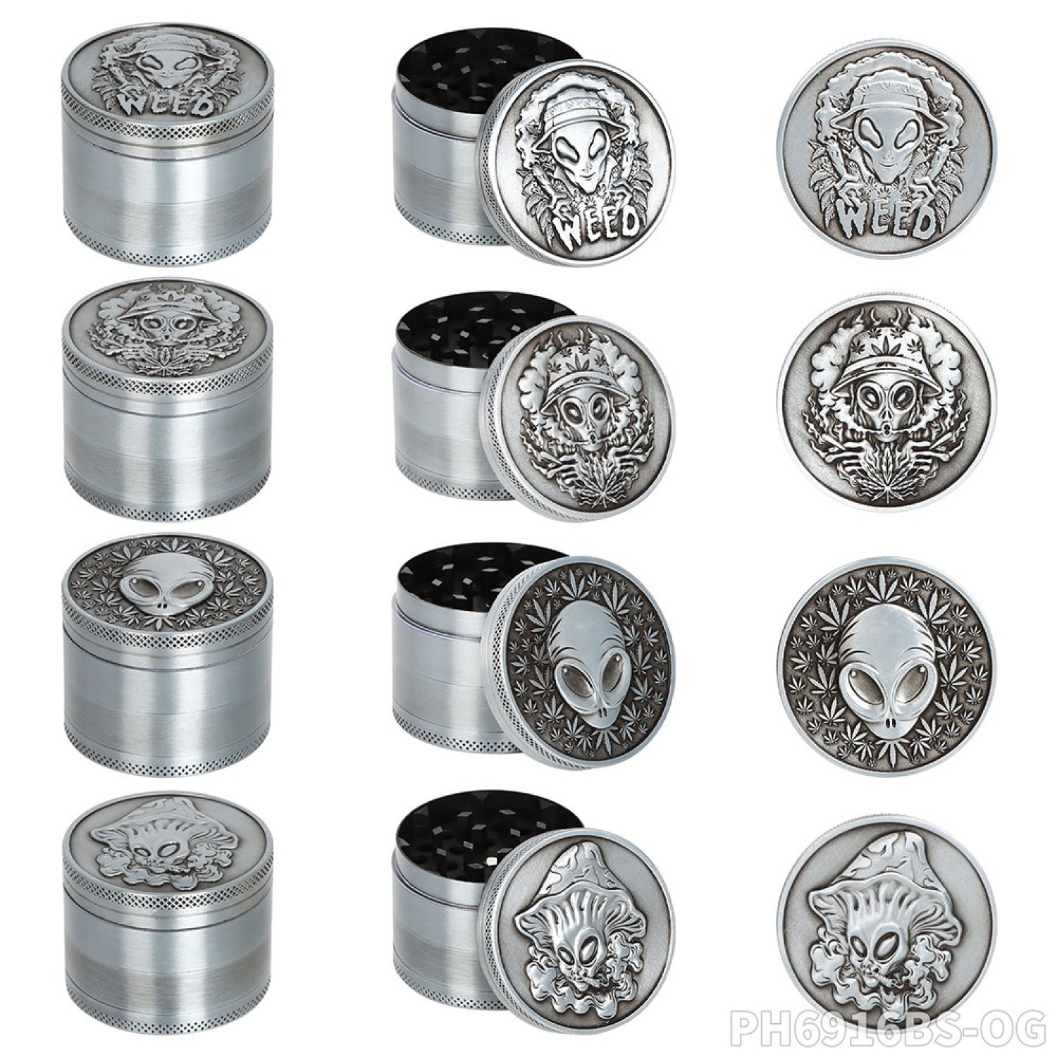 Metal Grinder "Alien X OG Labs" (⌀50 mm / 4-teilers) VE-12