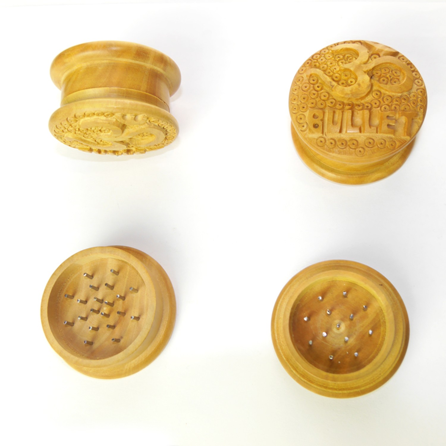 Bullet Holz grinder mit OM Zeichen und 33 Metal Nägel (ca. ⌀ 55 mm / 2-teilig), 6er-Pack