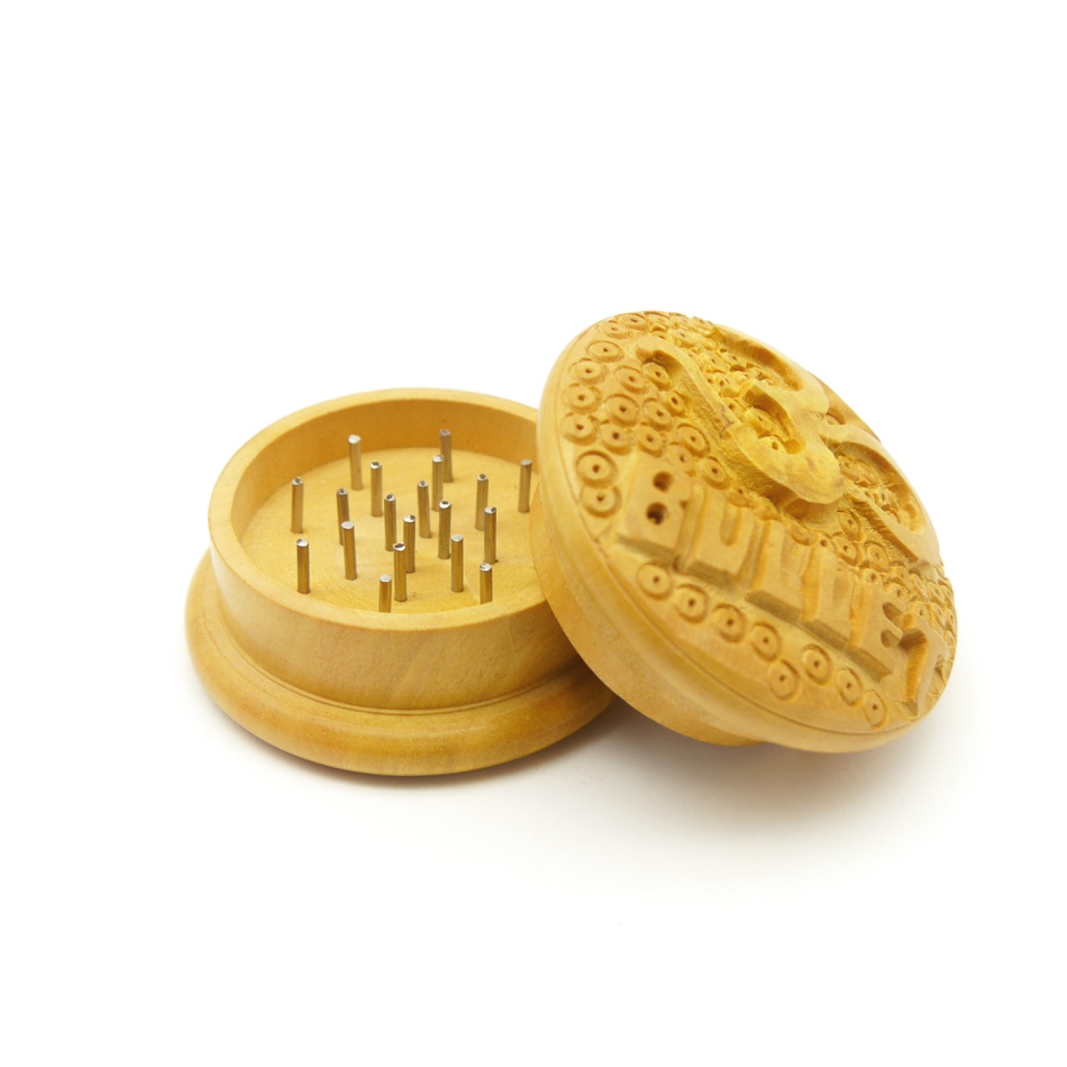 Bullet Holz grinder mit OM Zeichen und 33 Metal Nägel (ca. ⌀ 55 mm / 2-teilig), 6er-Pack