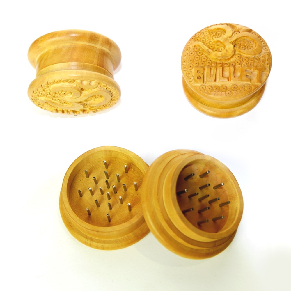 Bullet Holz grinder mit OM Zeichen und 33 Metal Nägel (ca. ⌀ 55 mm / 2-teilig), 6er-Pack